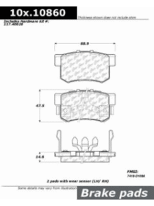 Centric Posi-Quiet 105.10860 Brake Pad Set Ceramic OE Replacemen
