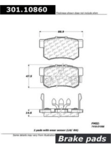 Centric Premium 301.10860 Brake Pad Set Ceramic OE Replacement -